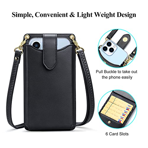 RONSIN Small Crossbody Cell Phone Purse for Women Vegan Leather Crossbody Phone Bag with RFID Card Slots Adjustable Strap3