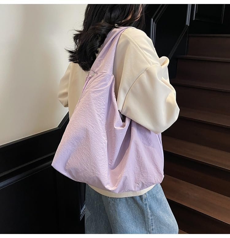 Women's Slouchy Crescent Hobo Bag Small Nylon Draped Tote Shoulder Dumpling Moon Bag Work Travel Handbags3