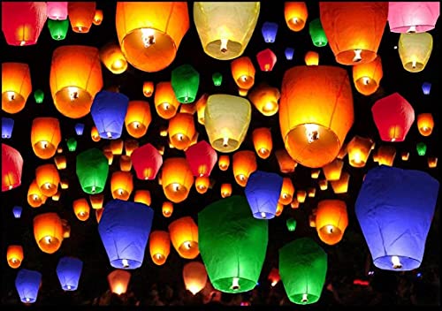 Image of Wanna Party Paper Sky Lantern Hot Air Balloon Flying Night Sky Light Lanterns Balloon Assorted Color-3 FT