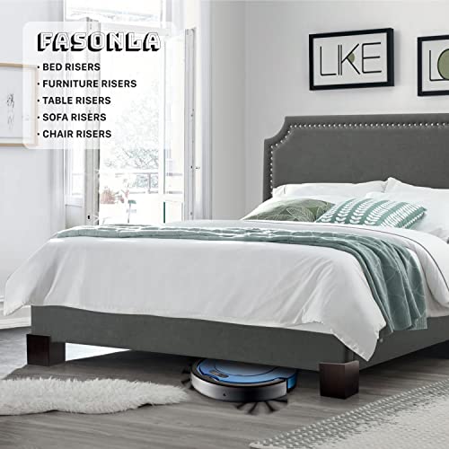 Bed Risers (Set Of 8) Furniture Risers Lifts Height 3", Solid Natural Wood Risers For Bed, Furniture, Table, Sofa, Chair Risers With Non-Slip Recessed Hole (Monolithic - 3 Inch Heigh - Walnut Color) #TOP5