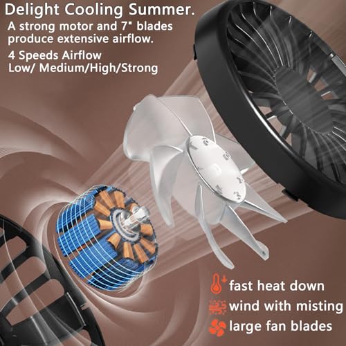 Mini ventilateur brumisateur portable à clipser USB noir - 4