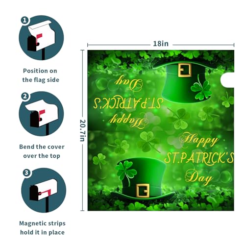 Image of Harooni Happy St. Patrick's Day Mailbox Covers Spring Mailbox Wraps Magnetic Standard Size 25x21 Inch Green Lucky Shamrock Post Letter Box Cover for Garden Yard Home St. Patrick's Decorations