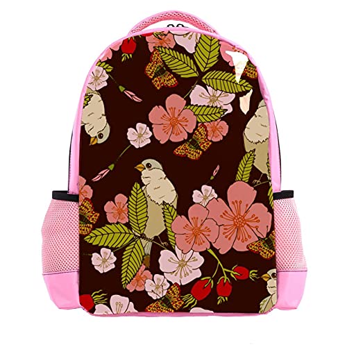 Sac à dos léger enfants sac d'école rose corail motif cerises