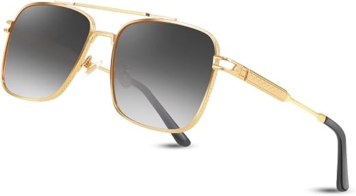 FEISEDY Retro Square Aviator Sunglasses for Men Women Vintage 70s Pilot Shades Classic Metal Frame B2845