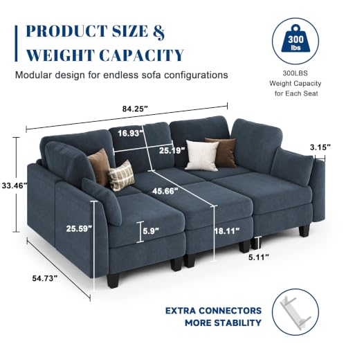 Image of Sectional Sleeper Sofa 6 Seaters Modular Sleeper Sofa Couch