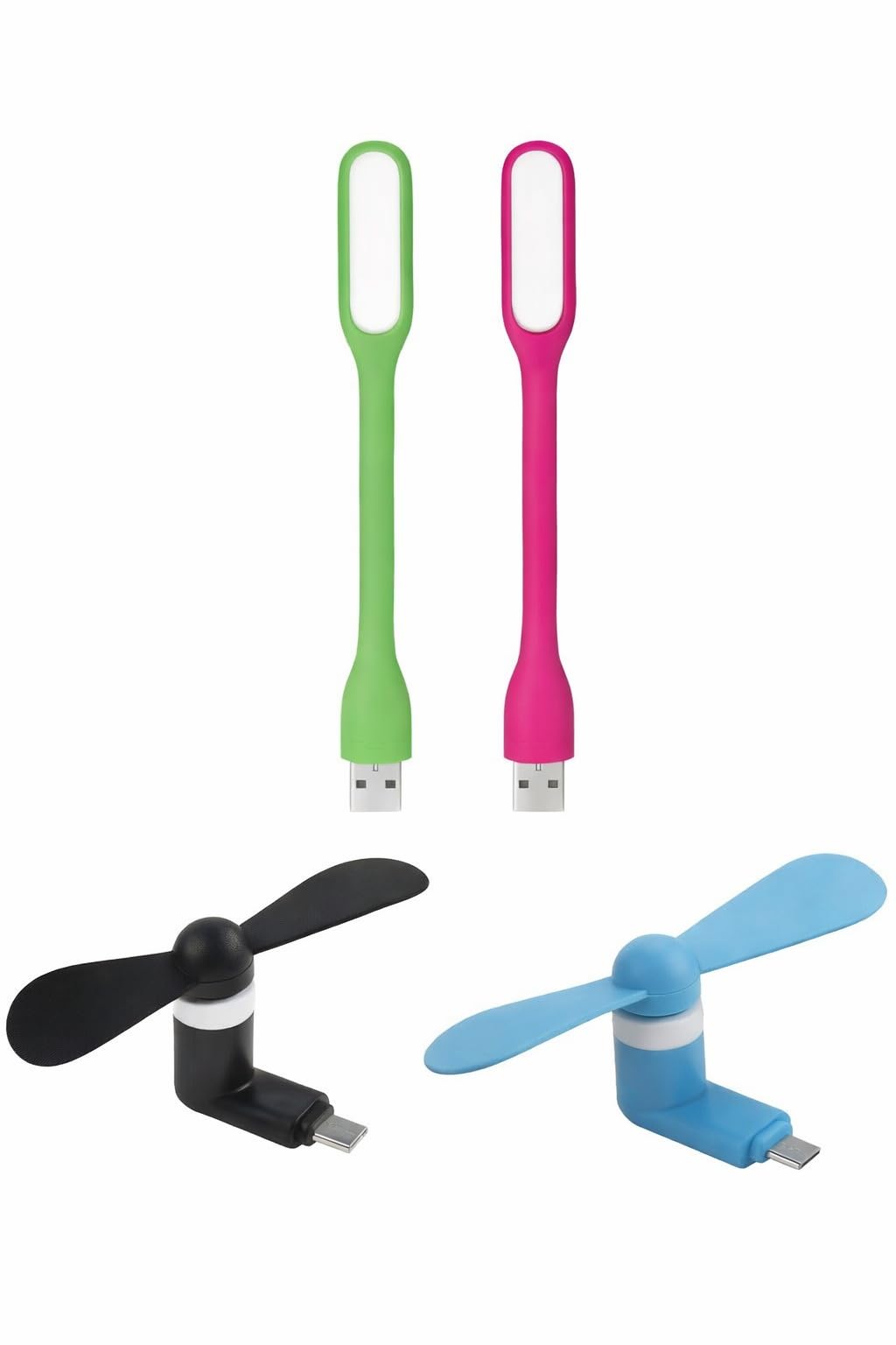 LYKE INDIA Mini USB LED Light & Type C OTG Fan Combo | 2 LED Lamps 2 Mini Fans | Plug and Play Design | Flexible USB Light | Portable Cooling Fan | Use with Mobile Laptop Power Bank-image-18