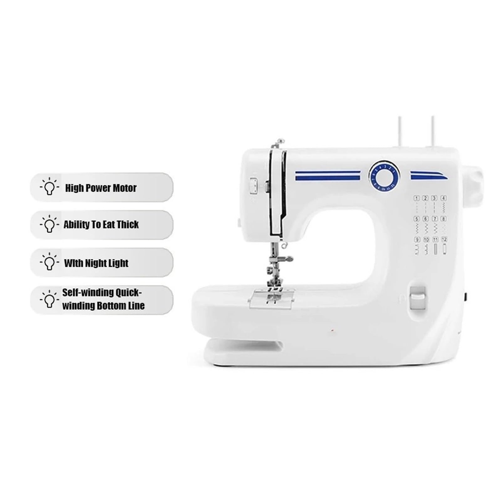 Máquina De Coser Doméstica Portátil UFR-608A, Mini Multifunción 6V/9W, Gruesa Con Pedal Eléctrico