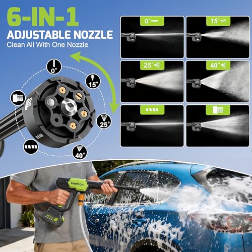Image of Kapicon KP-GBPW Cordless Pressure Washer 48V 12000mAh | 80 Bar Portable Car Washer | Rechargeable Battery High Pressure Cleaner with Spray Gun for Car, Bike & Home Cleaning