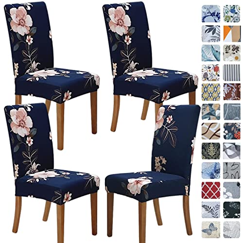Image of SPRINGRICO Chair Covers For Dining Room, Chair Cloth Covers, Table Chair Covers (4 Pack, In Bloom1, Multicolor)