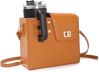 Begchy Bolsa de Tipo Bandolera para Guardar Vasos de Agua y Correa de Hombro Ajustable, Color Marrón