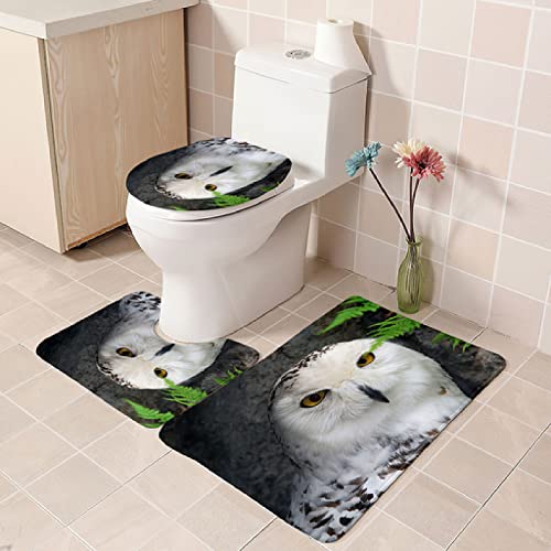 Badezimmer Teppich Set Weich Waschbar Badezimmerteppich 3 TLG rutschfeste Badeteppich WC Vorleger Deckelbezug U-förmige Konturmatte Memory Schaum Badezimmermatte ( Weißer Tieradler )