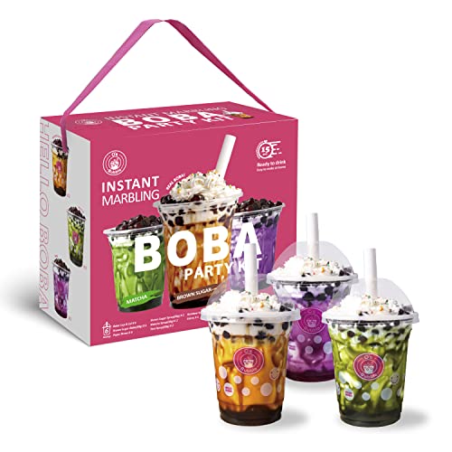 O's Bubble Boba Tea Kit - Bubble Tea Kit - All in One Boba Kit for Boba Tea Lovers - Boba Party Kit for Boba Drinks - Boba Kit for Kids - 6 Servings Includes Cups, Straws, Stirrer (Party Kit Variety Pack Upgrade)