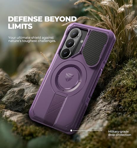 Image of Dexnor for Samsung Galaxy S26 Case with Camera Cover & Adjustable Kickstand & Screen Protector, Compatible with MagSafe, Rugged Shockproof Bumper Cases Magnetic Protective Cover(2026),Phantom Purple