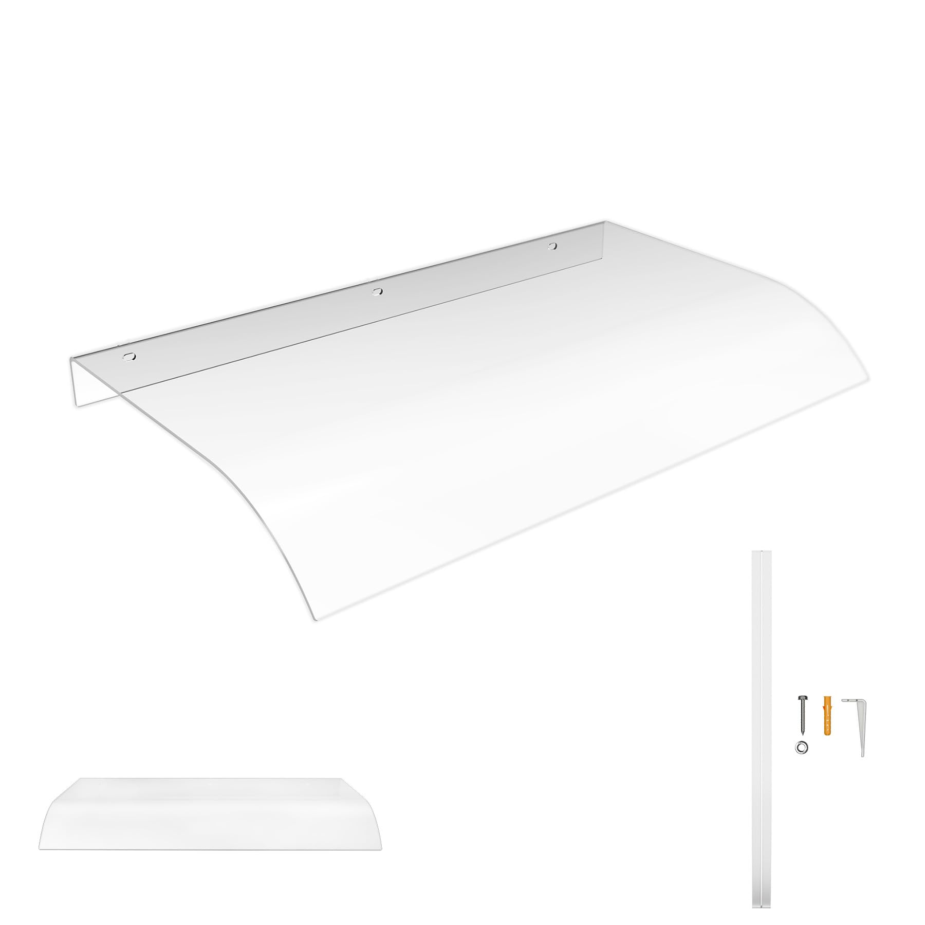 Froadp Marquesina para puerta de casa, 50 x 80 cm, techo de puerta de PET transparente, 3,5 mm de grosor, protección contra la lluvia y protección UV, para puerta, ventana, balcón, garaje, terraza