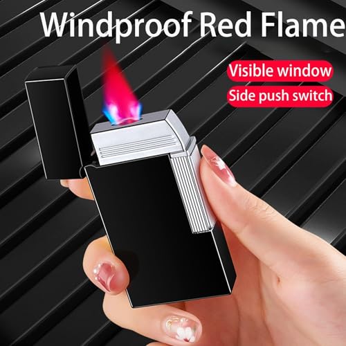 Briquet classique en métal durable et rechargeable au butane