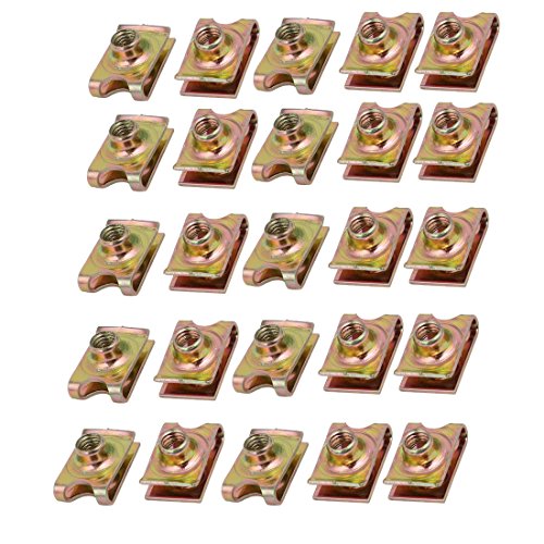 Sourcingmap 25pcs Speed Fastener U Nut Clip Zinc Plated Hardware Brass Tone for M6 Screw Bolt