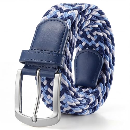 Image of SUOSDEY Men Stretch Braided Belt, Elastic Belt for Jeans Pants Casual Golf Belt 1 3 /8 inch