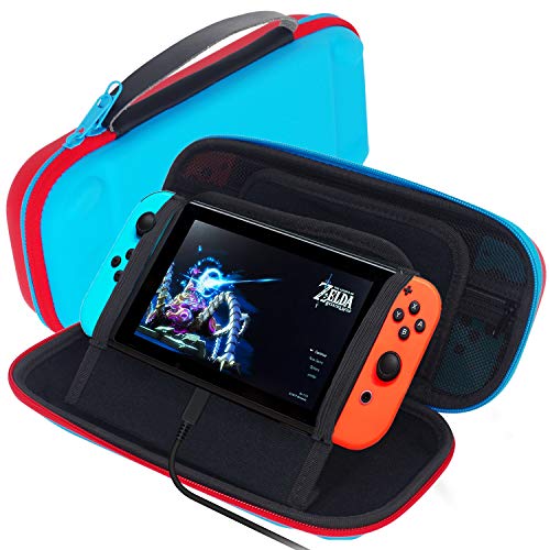 GOMDA Switch Carry Case Compatible - With 20 Games Cartridges and Support Bracket