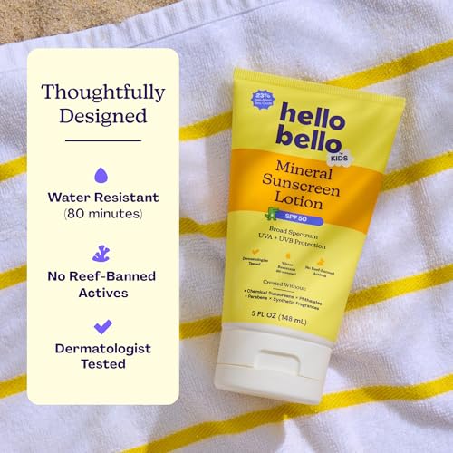 Image of Hello Bello Kids Sunscreen, SPF50 Broad-Spectrum Mineral Sun Lotion, 5oz