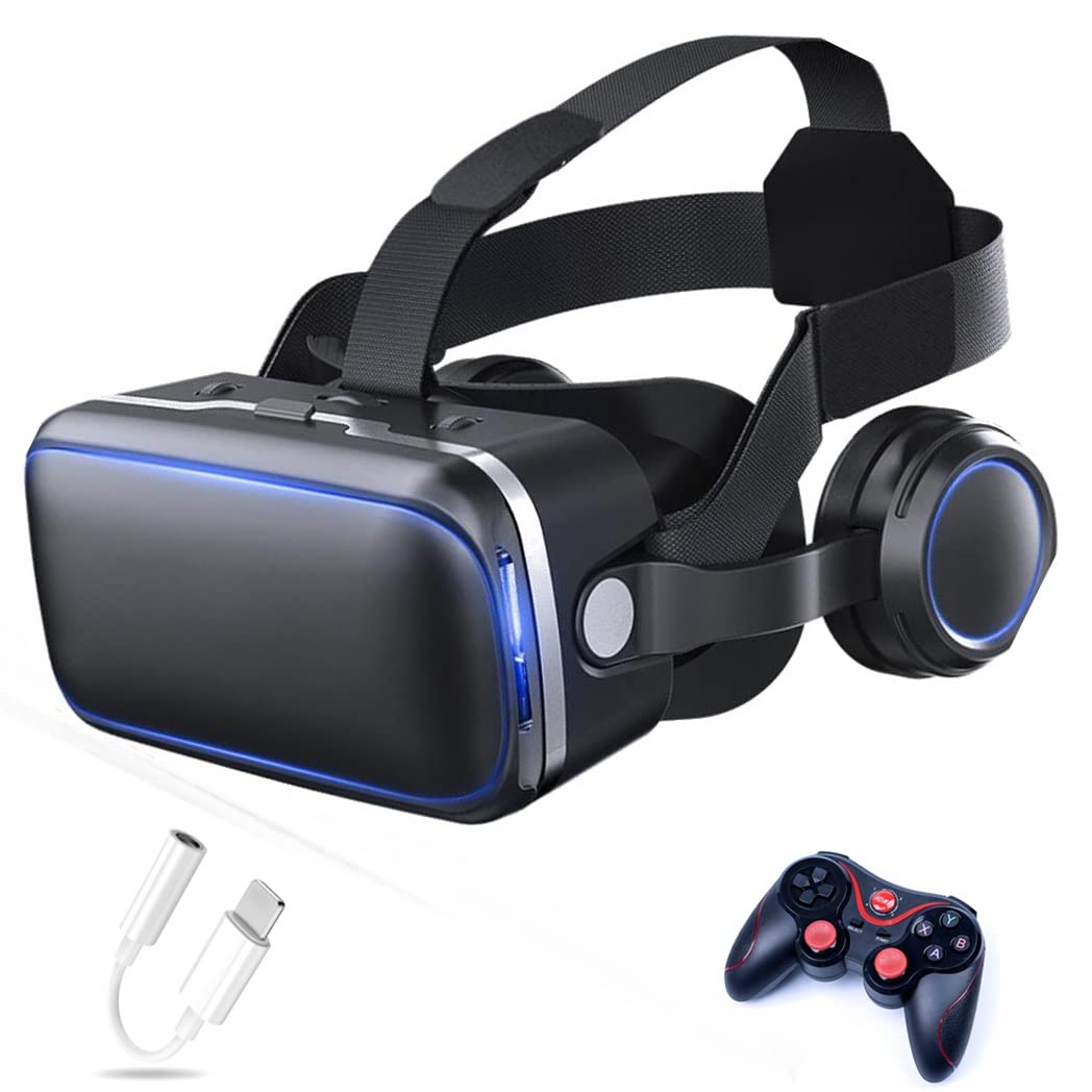 Okulary VR, zestaw słuchawkowy z wirtualnej rzeczywistości, zestawy słuchawkowe VR obsługujące Android i IOS, połączenie Bluetooth do iPhone 13 Pro Max/13 Pro/12/11, do Samsung Galaxy S21, Huawei, Xiaomi