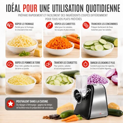 Mandoline électrique 4 lames inox, protection surchauffe Alpina – Image 5