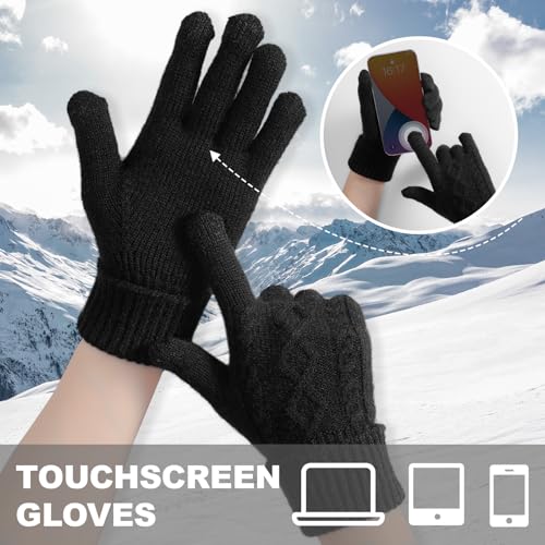 Tavaleu Womens Winter Gloves - Gloves for Women Cold Weather, Warm Touch Screen Fleece Lined Glove, Elastic Cuff Knit Glove - Image 6
