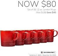 Vista 5 de Le Creuset Stoneware Set of 6 London Mugs, 12 oz. Each, White Blanco