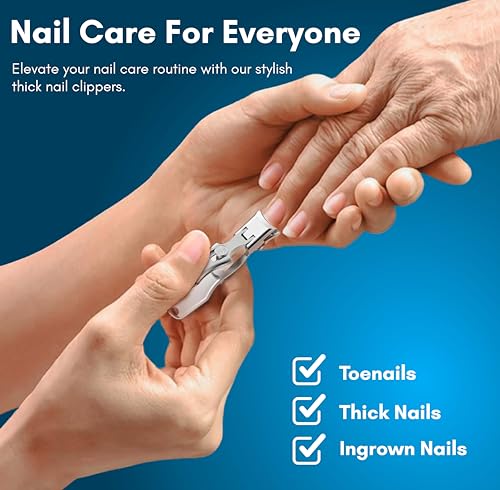 Beauté Secrets Thick Toe Nail Cutter with 10mm wide Jaw Opening, Self Locking Nail Clipper Ultra Sharp Nail Clipper With Catcher, Ultra Slim Portable Nail Cutter, Silver - Image 6