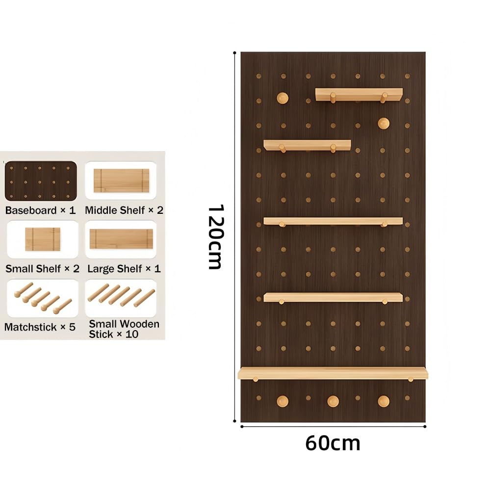 Wandmontiertes Stecktafelregal aus Holz, 16 mm dickes Stecktafel-Kombinationsset, Werkstatt-Organisationsloch, Wandbrett, für Zuhause, Büro, Bastelraum