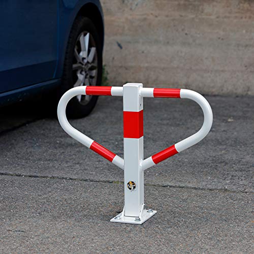 Crash Stop 90-100 Stahl Verzinkt Parkplatzbügel Schmetterling zum Umklappen mit Vorhängeschloss, Rot/Weiß, 500mm Höhe