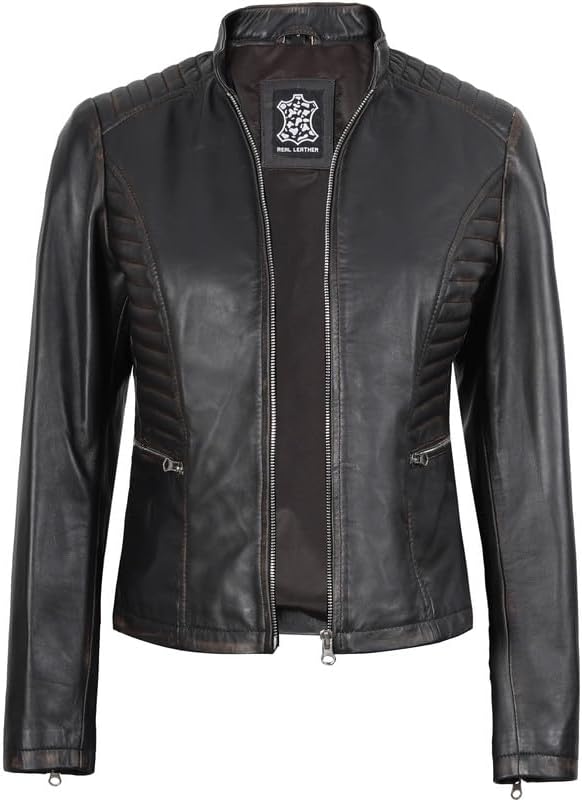 Blingsoul Real Leather Jacket Women - Cafe Racer Style Womens Leather Jackets - Image 2