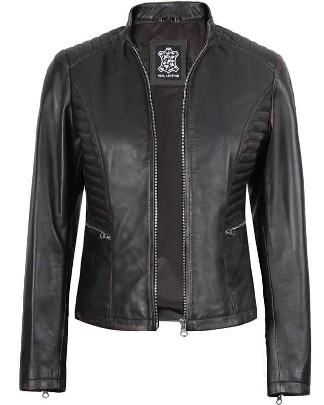Image of Decrum Leather Jacket for Women - Real Lambskin Casual Leather Jackets Womens