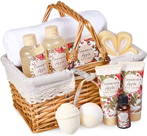 Spa Gift Baskets for Women, 11Pcs Bath and Body Gift Sets with Bath Bombs, Body Lotions, Bubble Bath, Essential Oil，Relaxing Self Care Kits Gifts for Mom, Valentines Day Birthday Gifts