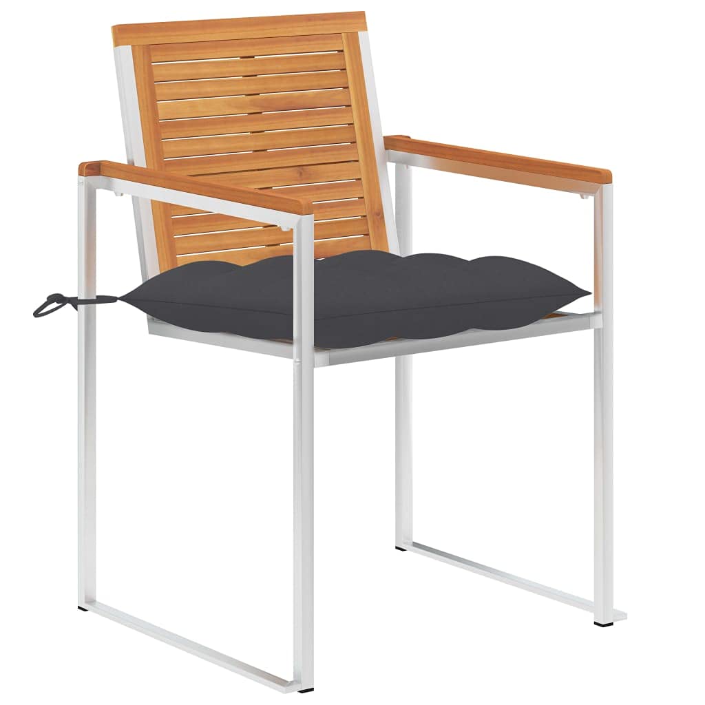 3061503 Sedie da Giardino 2 pz con Cuscini in Legno Acacia e Acciaio Testata in Legno,Testata Letto Matrimoniale Muebles Dormitorio Spalliera Letto Testiere per Letto Matrimoniale