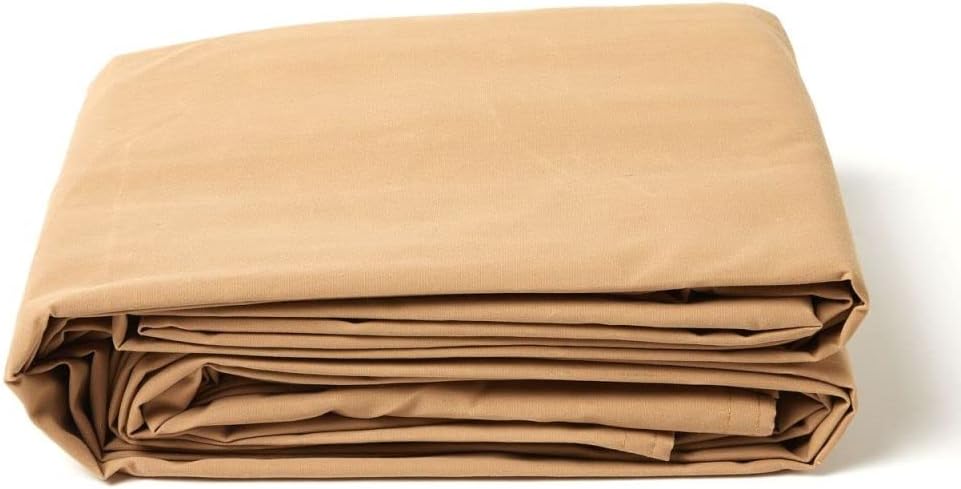 Tarps Now Waterproof Canvas Tarp, (6' x 8') with Brass Grommets - Heavy Duty Tarp Sheet Cover for Canopy, Pool Cover, Truck Tent, Roof, Camping - 20 MIL Thickness, Tan, 15 oz