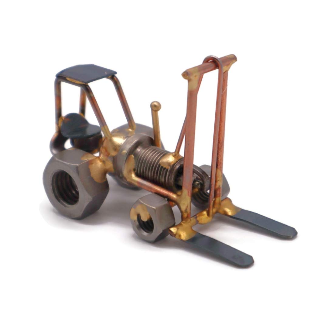 Forklift Collectible Handmade Metal Art Figurine, Desk Accessories, Trophy, Boss Gift, Home Office Décor, Construction Worker Gift