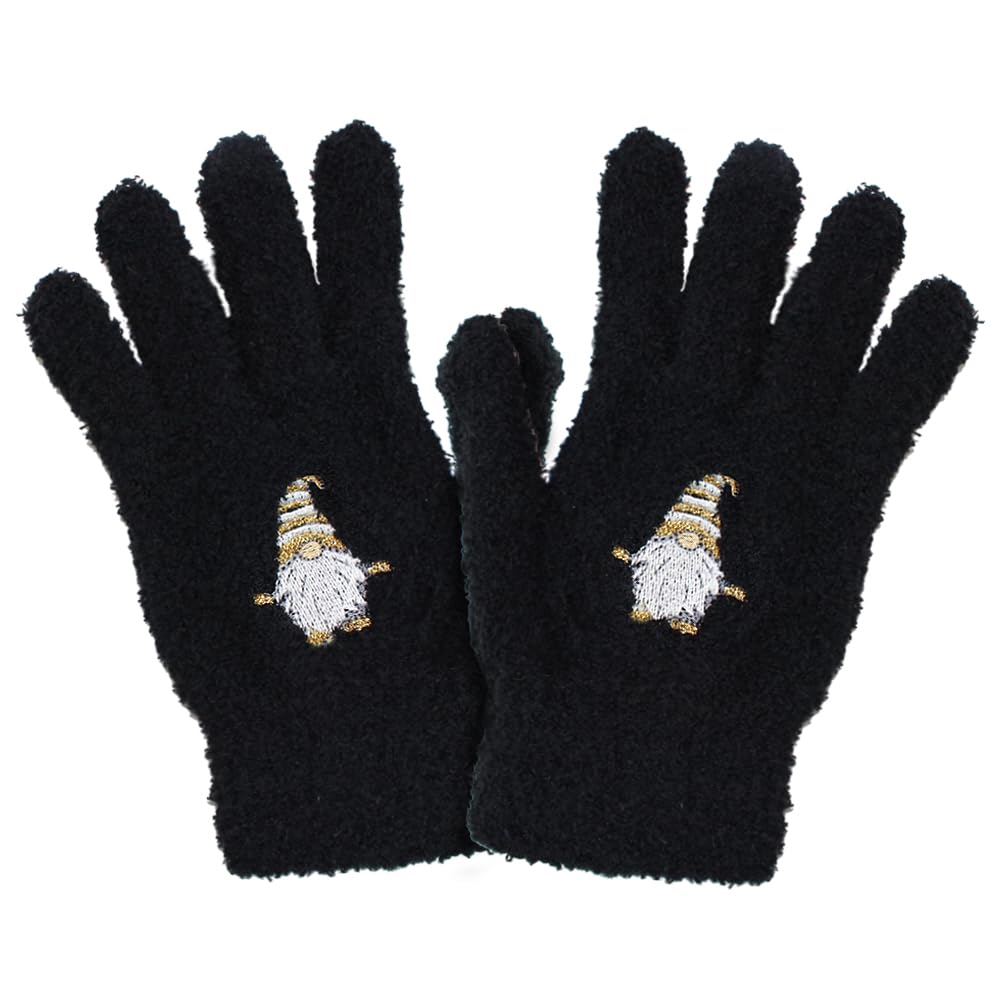 TeddyT's Women's Boucle Super Soft Gonk Gnome Winter Gloves (Black)