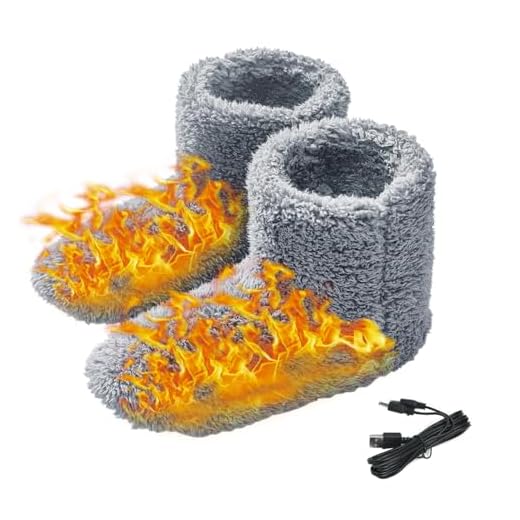 KUWUNG Pantofole Riscaldanti Usb Caricabili Lavabili Stivali Elettrici Pantofole Peluche Riscaldate Piedi Scalda per Uomini Donne Uso Interno (Grigio)