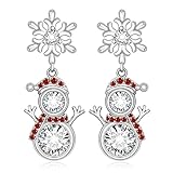 Christmas Snowman Earrings Snowflake Earrings for Women Girls Sterling Silver Red Santa Winter Froze
