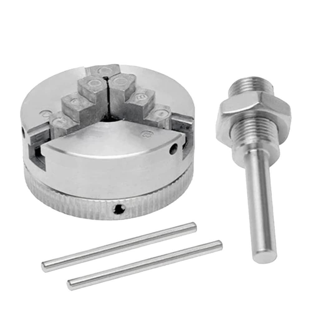 Kqcibz Mini Lathe Chuck Set, Z011 Extension Three Jaw Chuck and Connecting Rod Set, Electric Drill Chuck, Silver