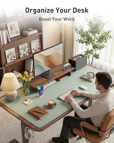 Image of Aothia Faux Leather Desk Mat - Large Mouse Pad, Non-Slip PU Leather Blotter, Waterproof Writing Surface for Office and Home (Light Blue, 40 inch x 24 inch)