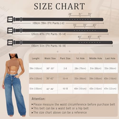 AWAYTR Leather Western Belts for Women - 2 pcs Ladies Vintage Design PU Leather Waist Plus Size Belt for Pants Dresses3