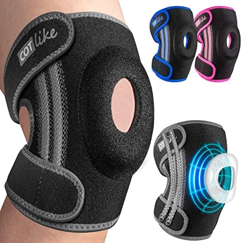COTLIKE Knee Braces with Side Stabilizers for Knee Pain, Patella Knee Support for Men and Women - Arthritis Pain, Meniscus Tear CL MCL Injury Recovery, Running, Workout (Gray, M)