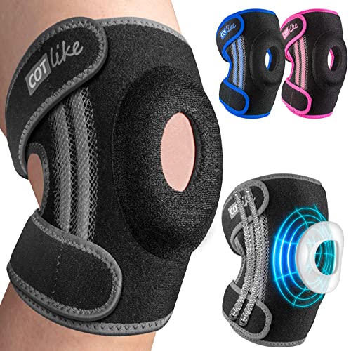 Cotlike Knee Braces With Side Stabilizers For Knee Pain, Patella Knee Support For Men And Women - Arthritis Pain, Meniscus Tear Cl Mcl Injury Recovery, Running, Workout (Gray, M) #TOP17