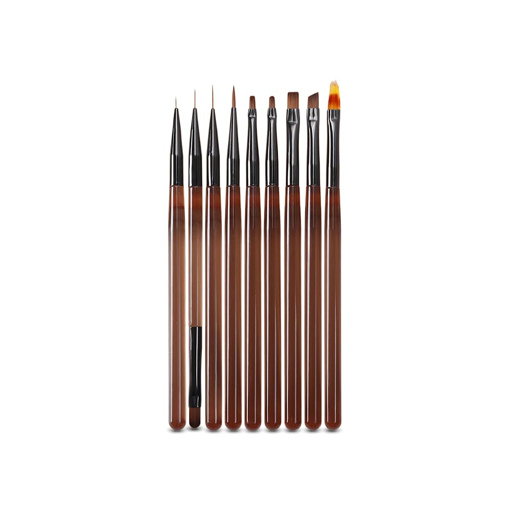 Fingertips Nail Art Brush Set – 9 Pcs Professional Nail Art Brushes for Acrylic, Gel & Detailing | Complete Nail Art Kit for Beginners & Salon Use | Fine Liner | Flat | Fan & Detail Brushes-image-37