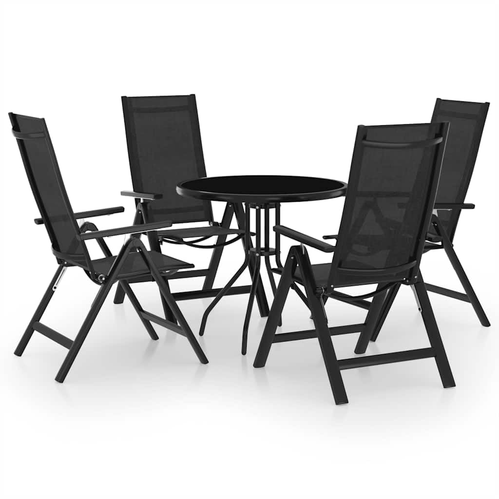 Juego de 5 piezas de bistró negro y antracita exterior A
