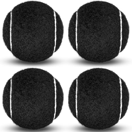 AeloriaStar Tennis Balls 4 Pack Training Tennis Balls Practice Balls for Beginners & Playing Balls for Dogs (Black)
