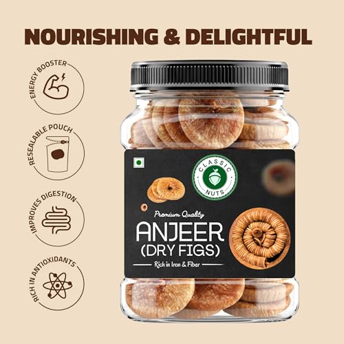 Image of Classic Nuts Afghani Anjeer (Figs) | Natural, Sun-Dried, Handpicked | Rich in Fiber, Calcium & Antioxidants | Healthy Dry Fruit Snack (1kg, Anjeer)