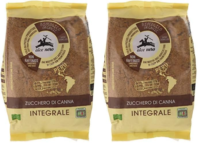Azúcar moreno natural de perú (Panela) - Alce Nero - 500g (Paquete de 2)