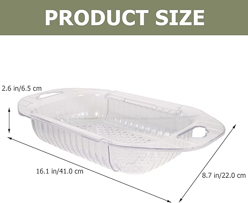 Miniatura 6 de Kichvoe Colador para colgar sobre el fregadero colador transparente extensible para frutas cesta de lavado de verduras colador de pasta grande para